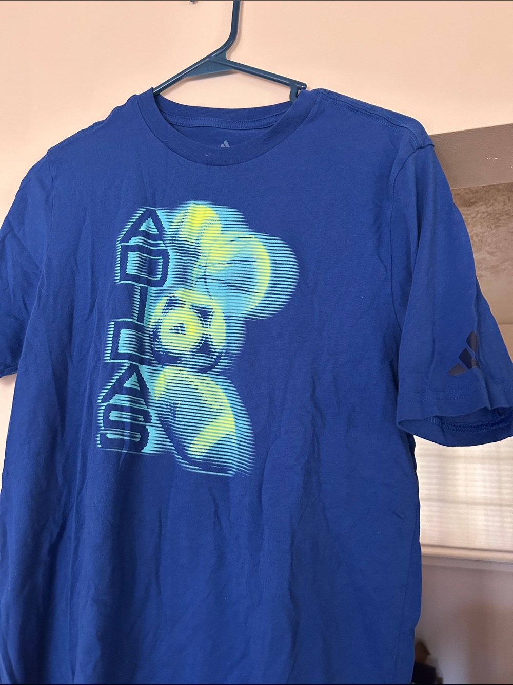 adidas Royal Blue Tee with Neon Yellow Graphic